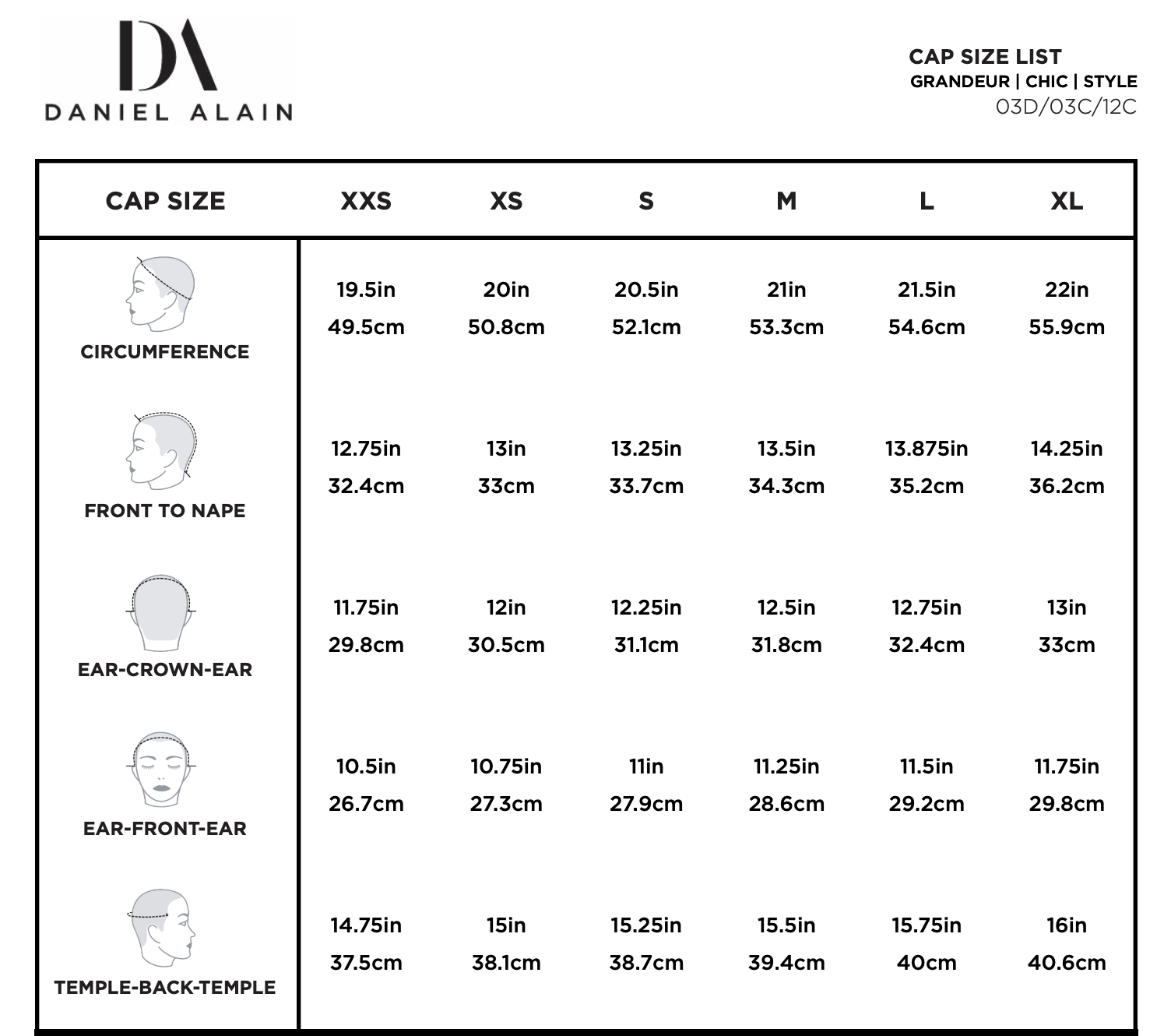 wig cap measurements